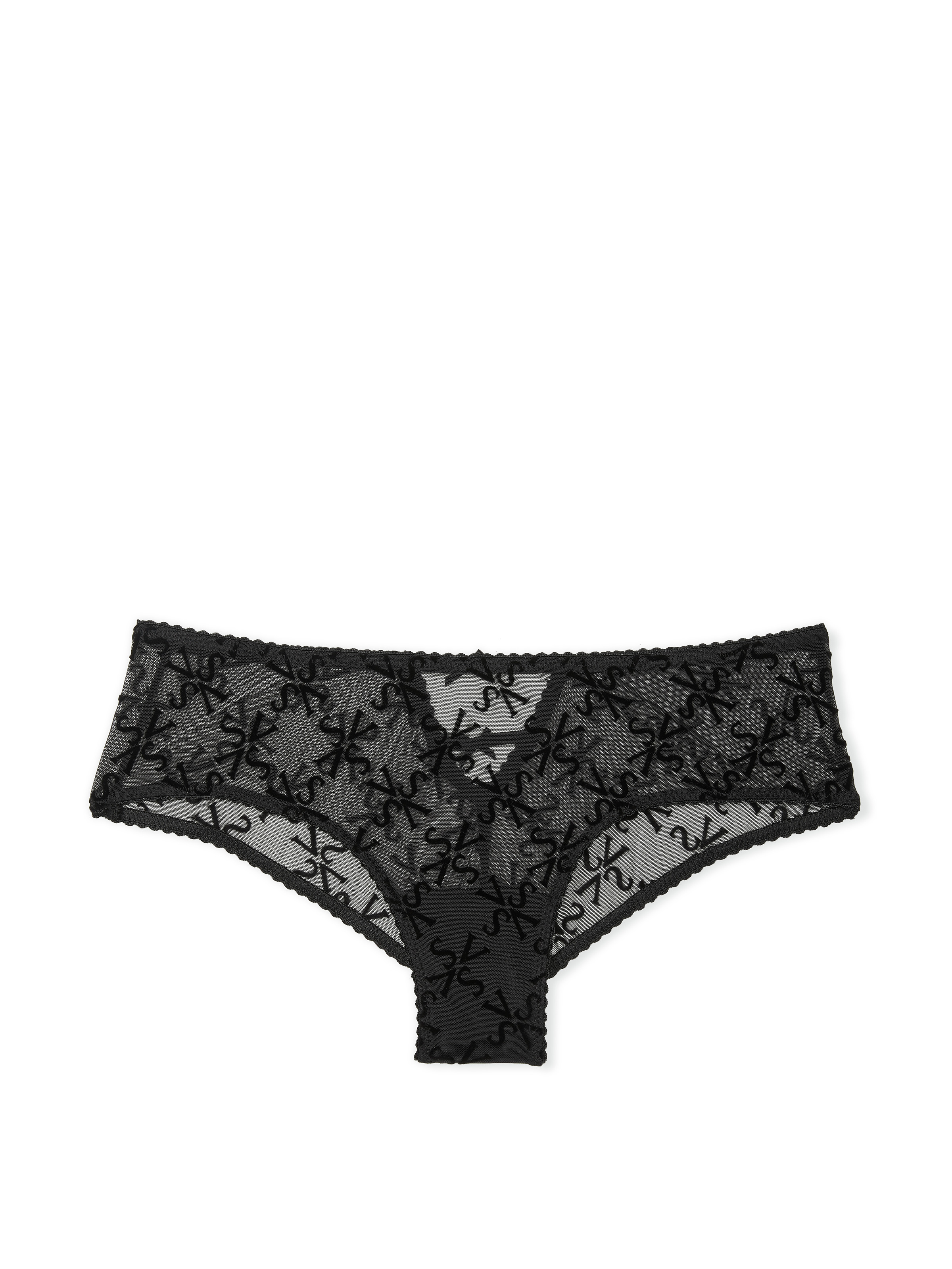 Flocked Logo Mesh Cheeky Panty image number null