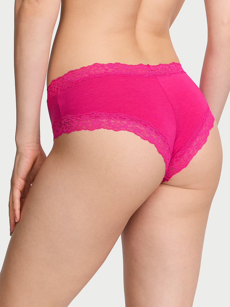 Lace-Waist Cotton Cheeky Panty image number null