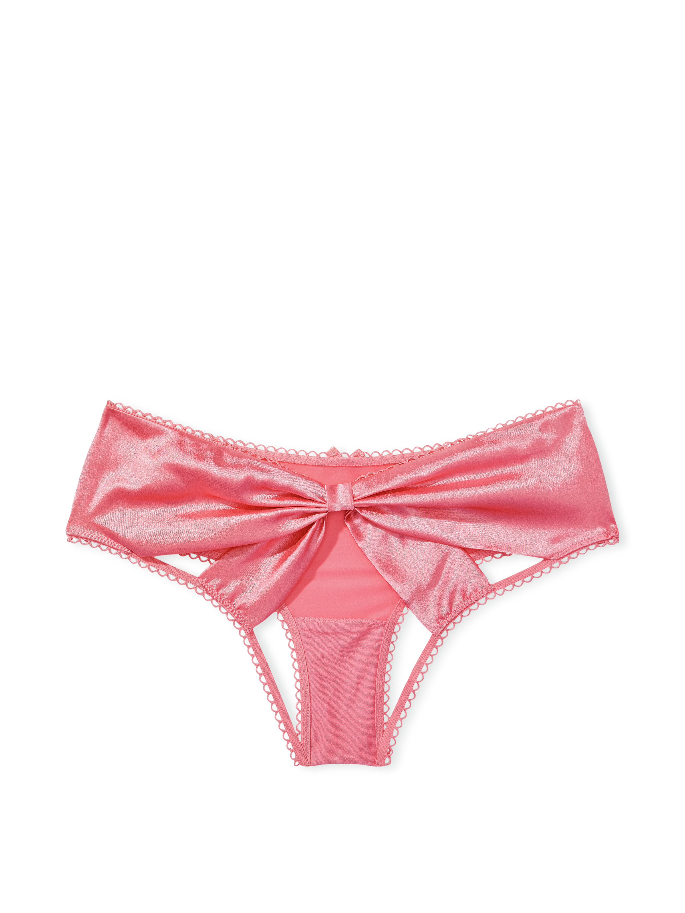 Mesh & Satin Bow Cutout Back Open Panty image number null