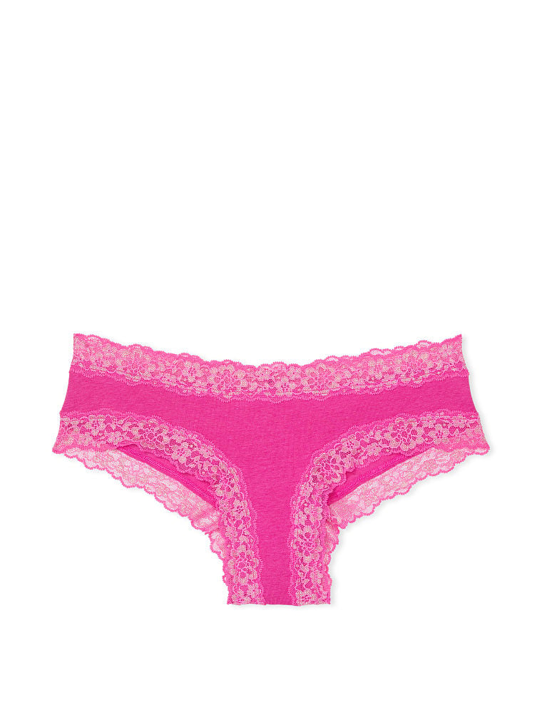 Shimmer Lace-Waist Cotton Cheeky Panty image number null