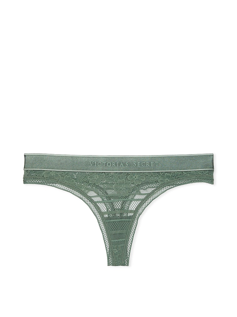 Logo Lace Thong Panty image number null