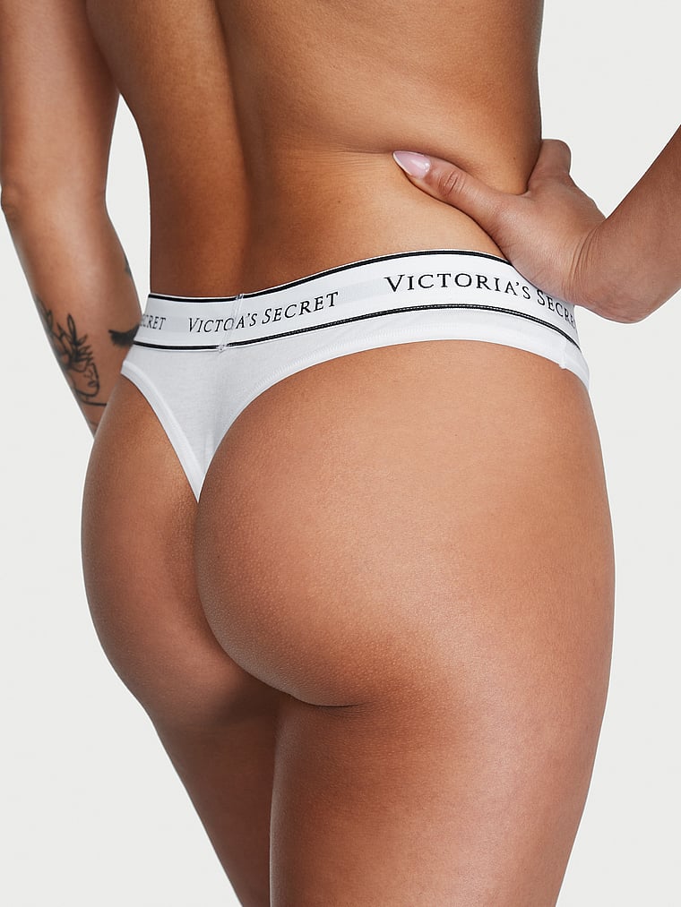 Logo Cotton Thong Panty image number null