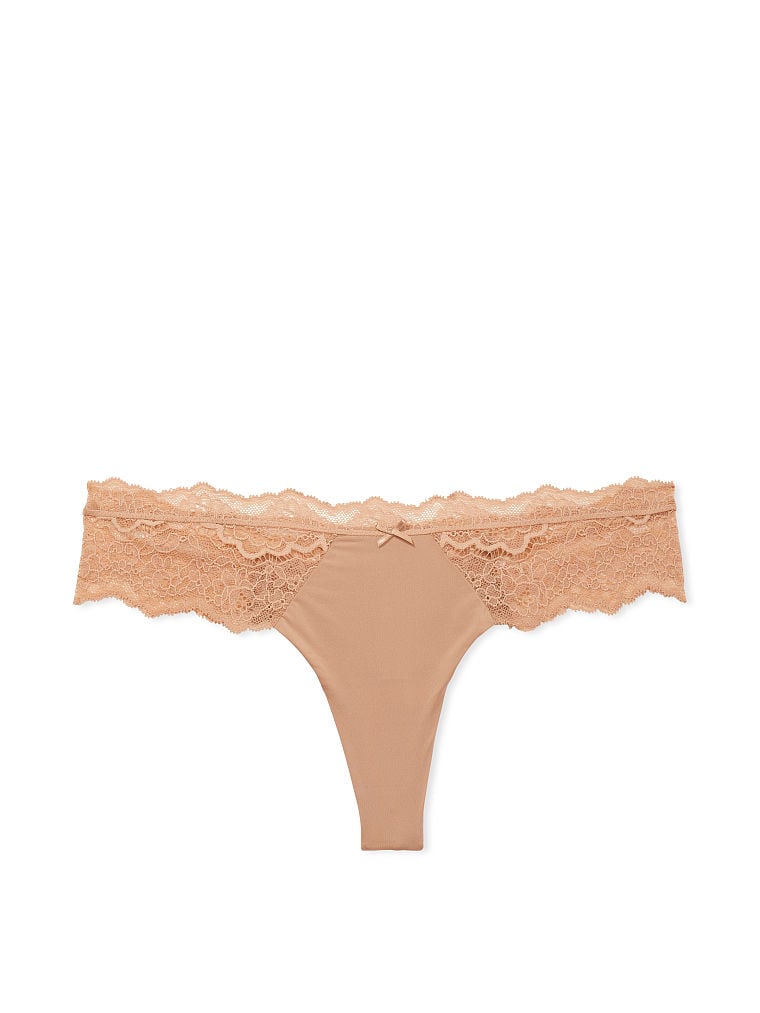 Lace-Trim Thong Panty image number null