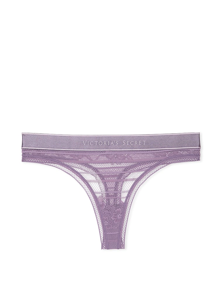 Logo Lace Thong Panty image number null