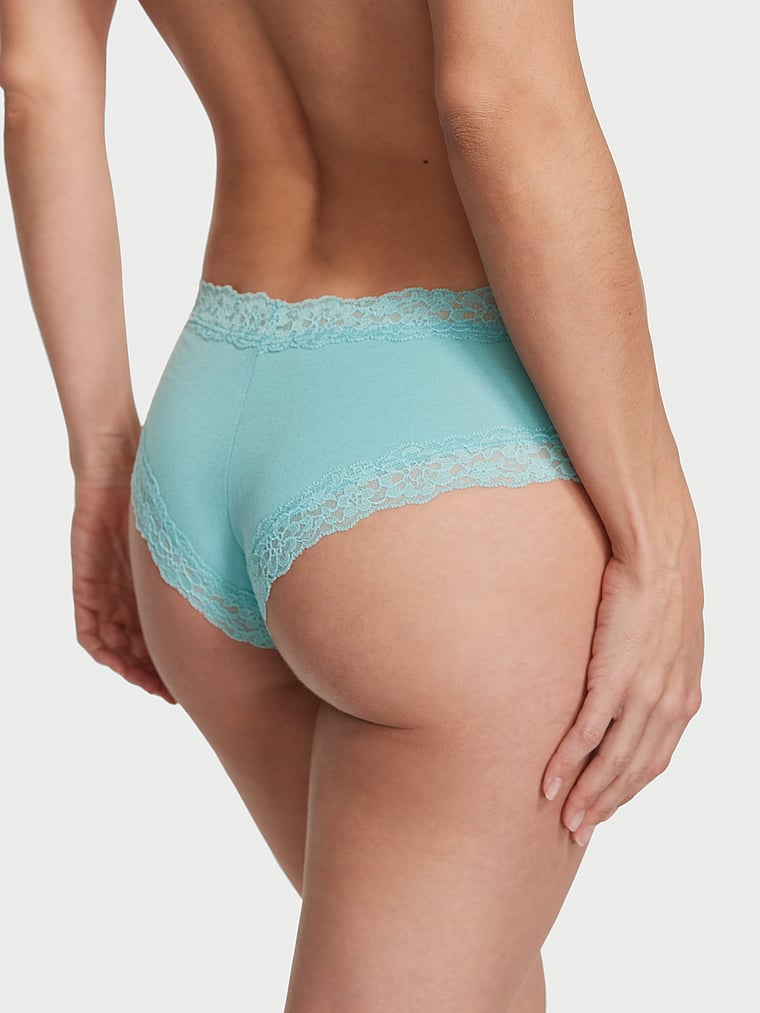 Lace-Waist Cotton Cheeky Panty image number null