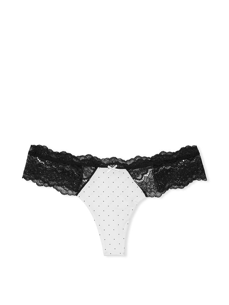 Lace Trim Thong Panty image number null