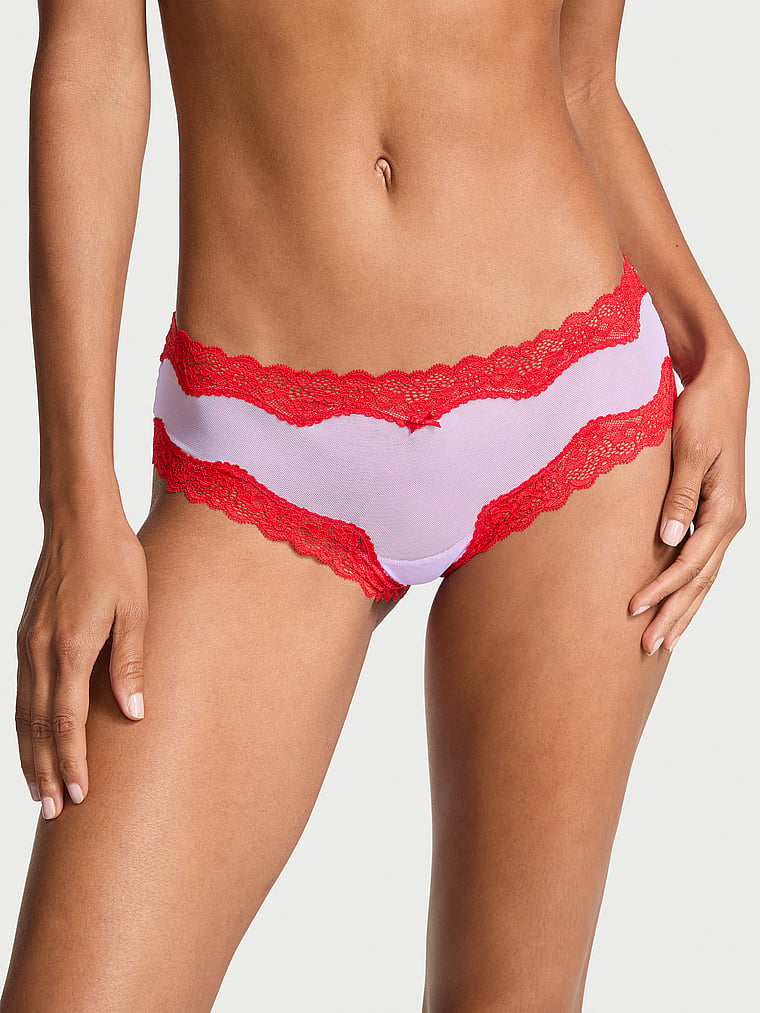 Tease Mesh Lace-Trim Cheeky Panty image number null