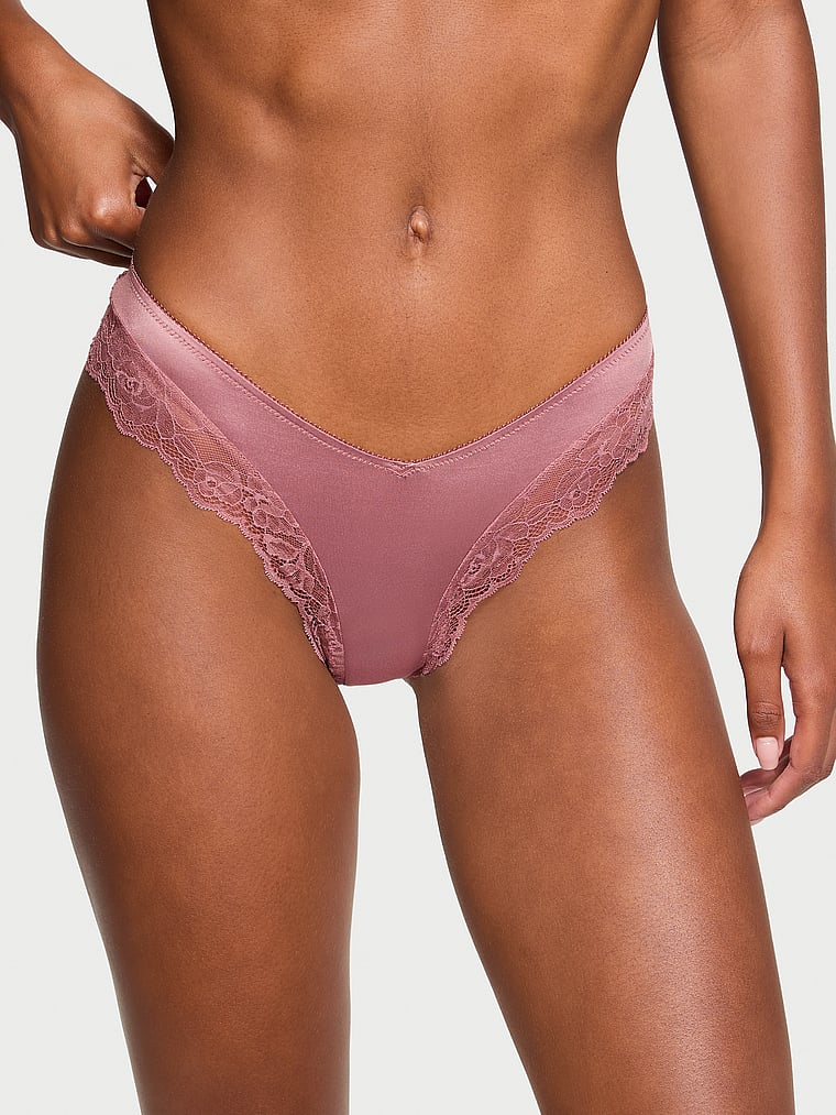 Rose Lace-Trim High-Leg Cheeky Panty image number null