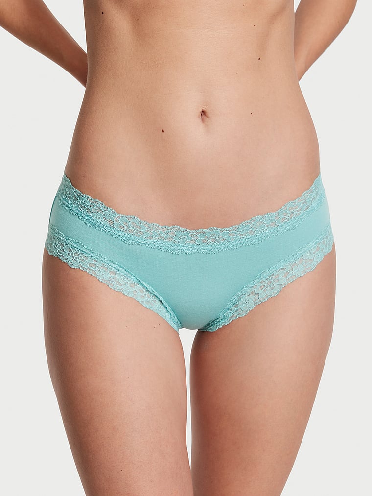 Lace-Waist Cotton Cheeky Panty image number null