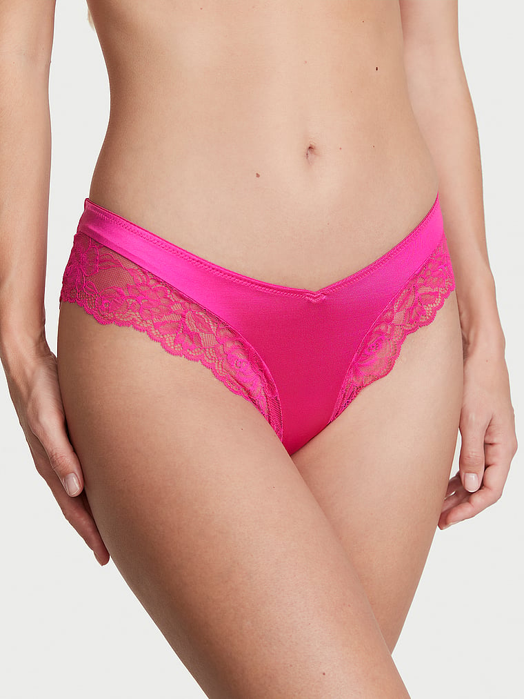 Rose Lace-Trim High-Leg Cheeky Panty image number null