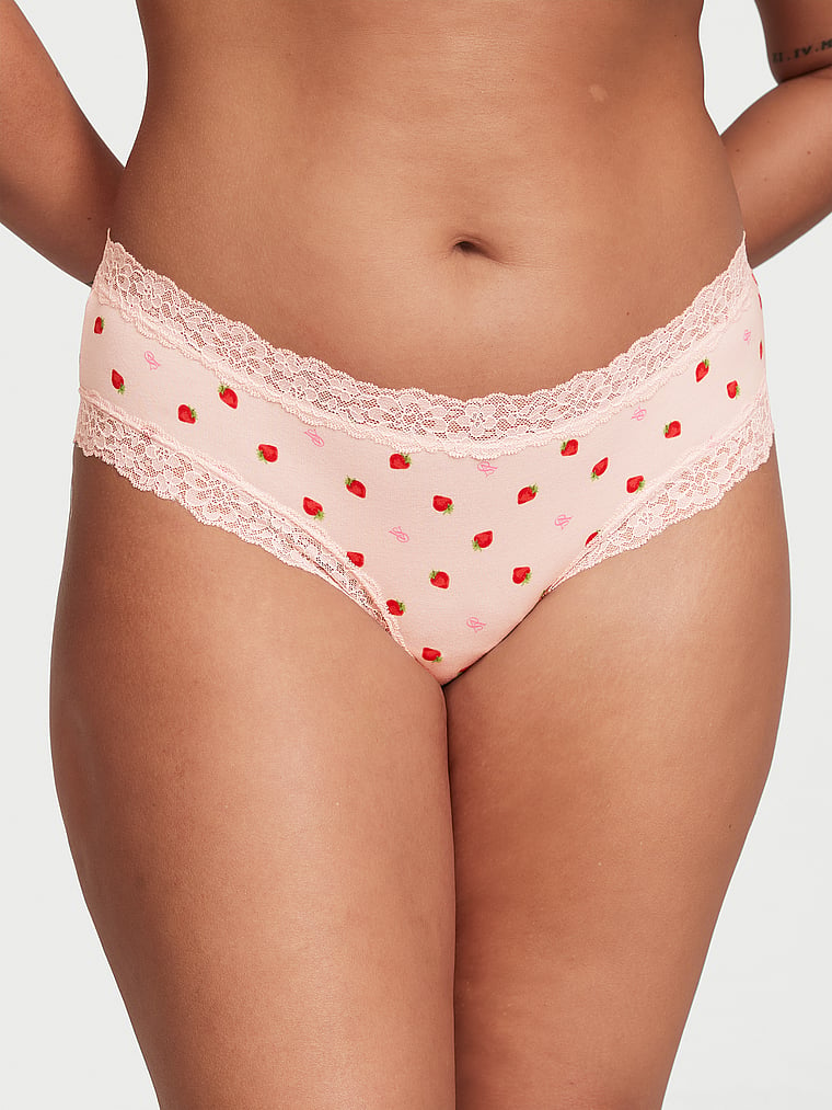 Lace-Waist Cotton Cheeky Panty image number null