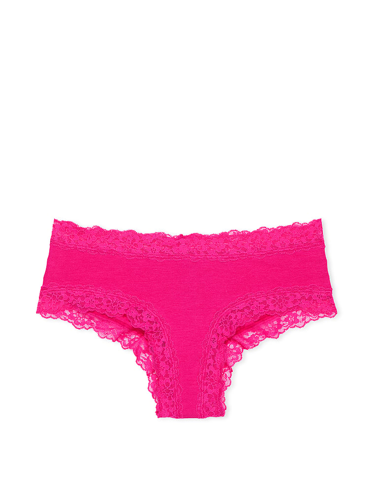 Lace-Waist Cotton Cheeky Panty image number null