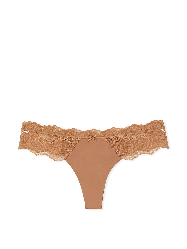 Lace-Trim Thong Panty image number null