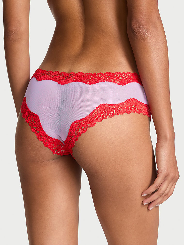 Tease Mesh Lace-Trim Cheeky Panty image number null