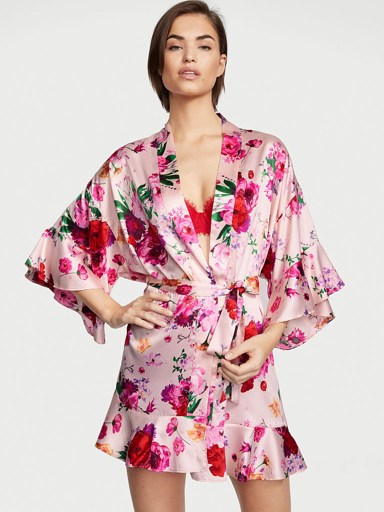 Satin Flounce Robe image number null