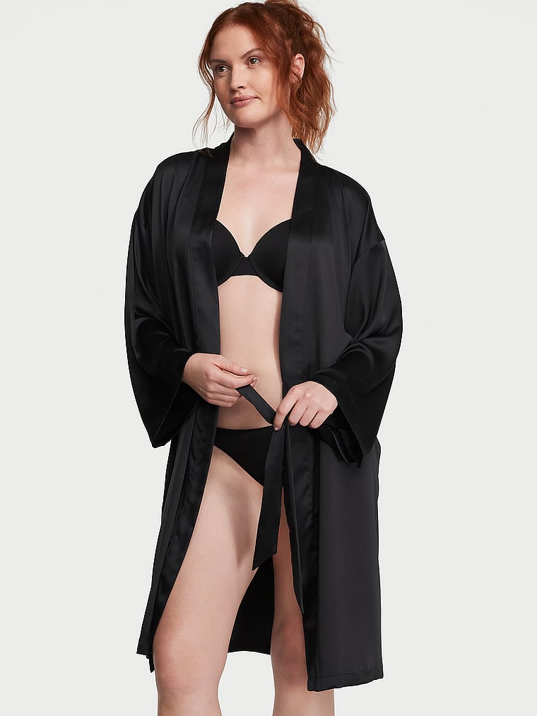 Satin Midi Robe image number null